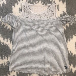 abercrombie kids striped off shoulder shirt
